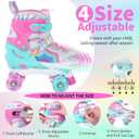 BELEEV Kids Roller Skates for Girls, 4-Size Adjustable Quad Skates with 8 Light-Up LED Wheels & Bonus Shoe Lace, Safe & Fun for Toddlers Children Beginners, Ideal Birthday (Small - Little Kid (j11-1 US), Cyan Pink)