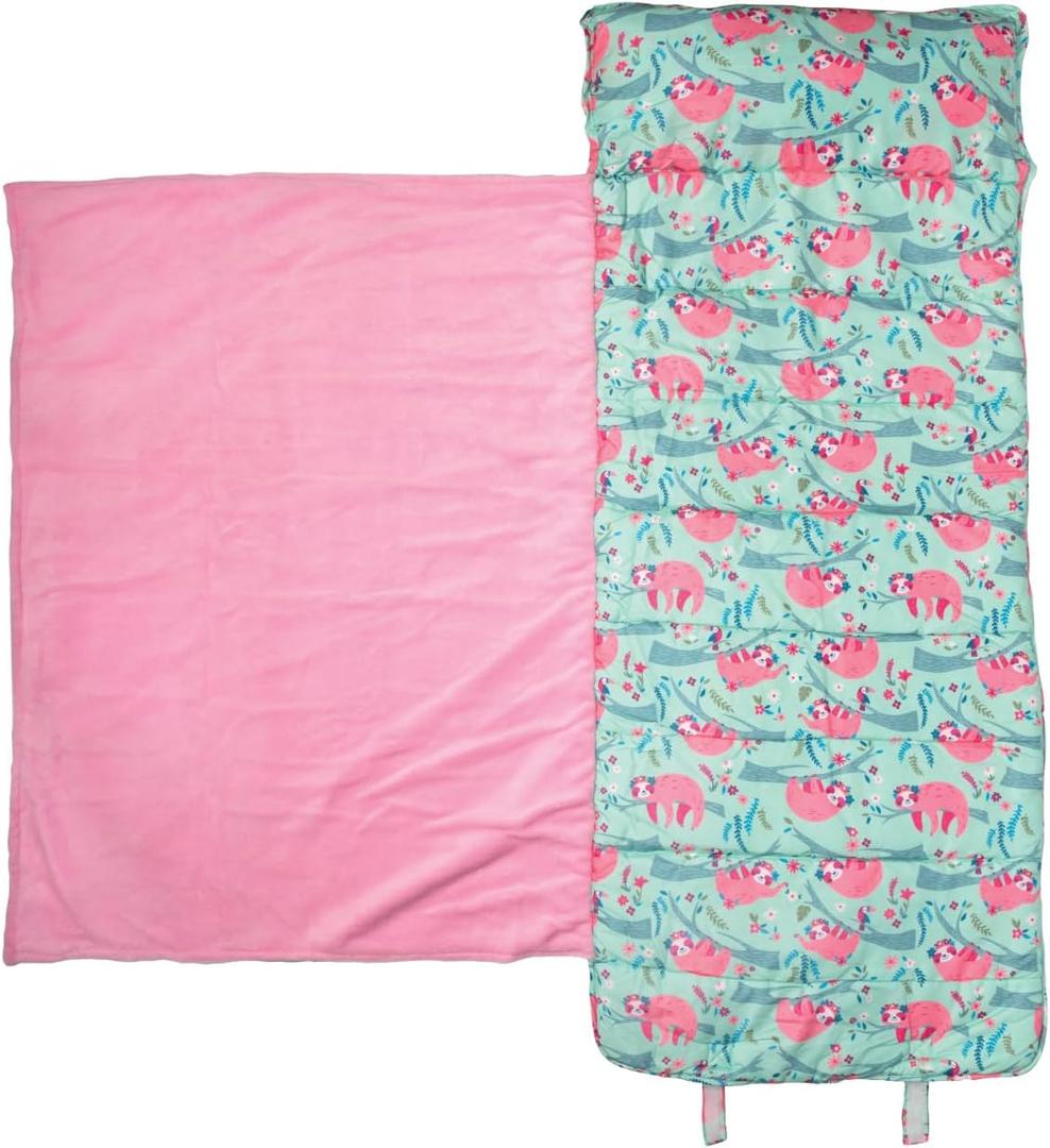 Stephen Joseph, Toddler All Over Print Nap Mat with Soft Blanket and Removable Pillow for Boys & Girls, Kids Sleeping Bag for Elementary, Daycare, Preschool with Carry Handle (Sloth)