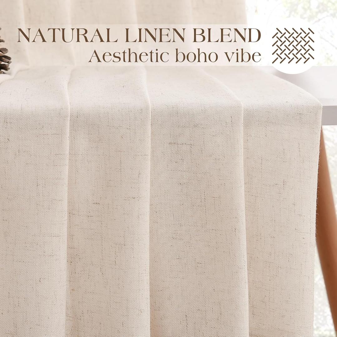 Cream Beige Pinch Pleated Linen Curtains 25"×25" 2 Panels for Living Room Bedroom Neutral Farmhouse Light Filtering Privacy Window Curtain  