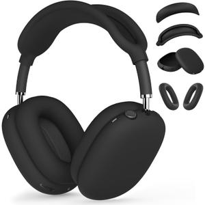 Silicone Case Cover for AirPods Max, Ear Pad Case Cover/Ear Cups Cover/Headband Cover for AirPods Max Headphones [4 in 1],Accessories Soft Silicone Protector for Apple AirPod Max New USB-C(2024),Black