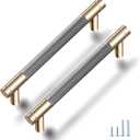 Drawer Pull 12 Pack 5" Cabinet Handles Cabinet Pulls Aluminum Handles Round Pull Gold and Nickle Oxidation Finish with Diamond Pattern Golden 6" Length