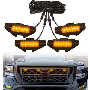 Grill Lights for Nissan Frontier 2022-2024 Front Bumper Grille Marker Accent Head Lamps DRL PRO 4X X S SV SL Accessories (Amber)