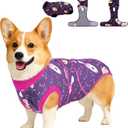 PetWarm Recovery Suit for Dogs, Dog Recovery Suit for Female Male, Substitute E-Collar and Cone Prevent Licking Onesies for Dogs After Surgery, Dog Bodysuit, Cosmic Pattern, Purple Yellow, L