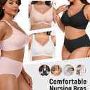 Gailife 3 Pack Nursing Bras for Breastfeeding Seamless V Neck Mesh Maternity Bra Comfort Pregnancy Sleep Bralette (M)