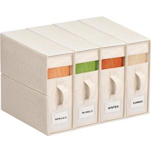 4Pack Linen Sheet Organizers and Storage - King/Queen Size Sheet Storage Organizer with Window, Foldable & Dustproof Sheet Organizer for Linen Closet for Summer Blankets & Sheet Sets,Off-white