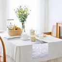 2 Pcs 12 x 72 Inches Glitter Table Runner Cover Decoration Silver Sparkle Sequin Tablecloth for 80s Disco Dance Party Bachelorette Supplies Wedding Decor