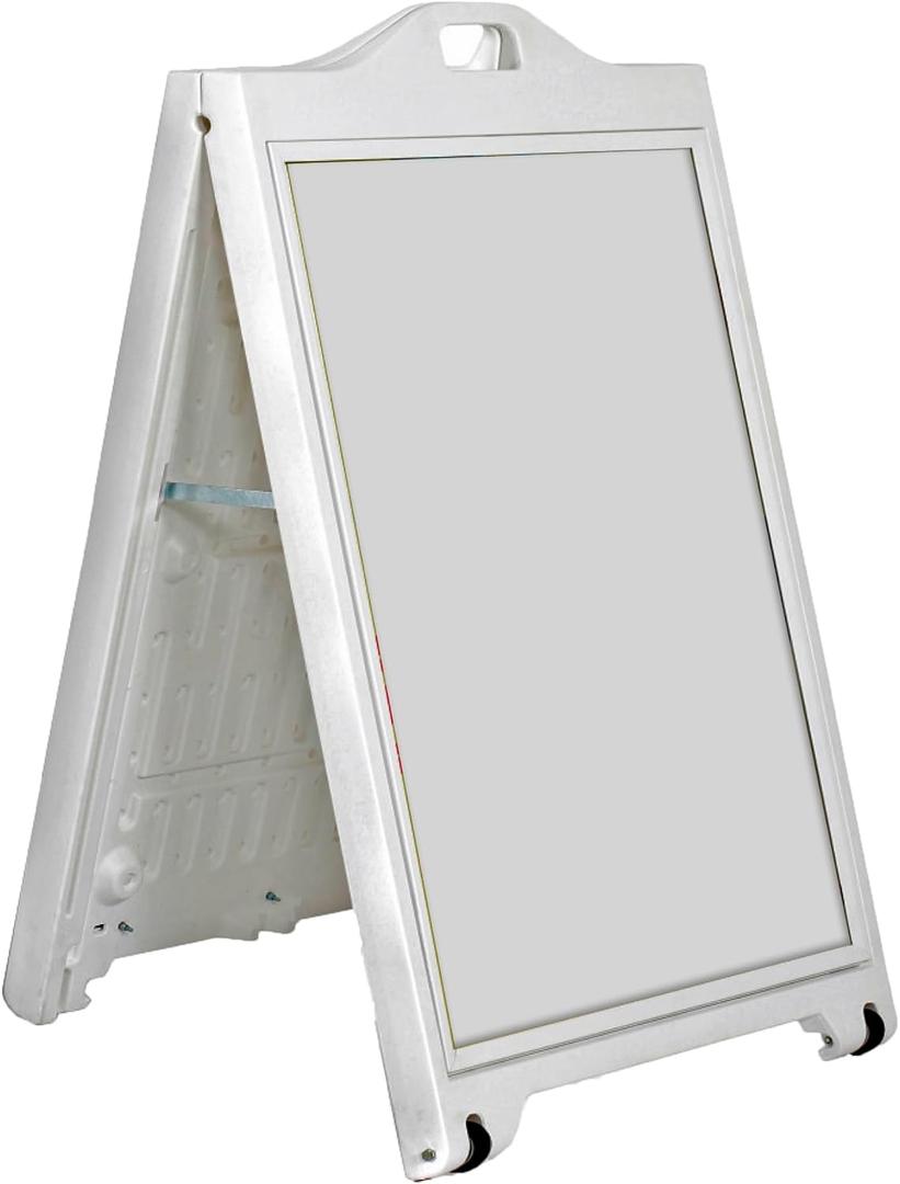 White Double-Sided Sidewalk A-Frame Sign w/Protective Lens 24"x36"