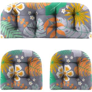 3 Pieces Patio Chair Cushion Set for Outdoor Wicker Furniture