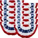 American Flag Bunting for Outside,4th of July Flags Outdoor, USA Pleated Fan Flag 1.5x3 FT, Patriotic Decor Bunting Banner, Fourth of July Yard Decorations, Red White and Blue Decor for Outside (10 Pack)