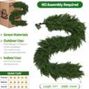 Artificial Christmas Garland  6FT Real Touch Norfolk Pine Garland, Greenery Winter Decoration for Mantle, Table, Fireplace, Indoor & Outdoor Use (1, 6FT)