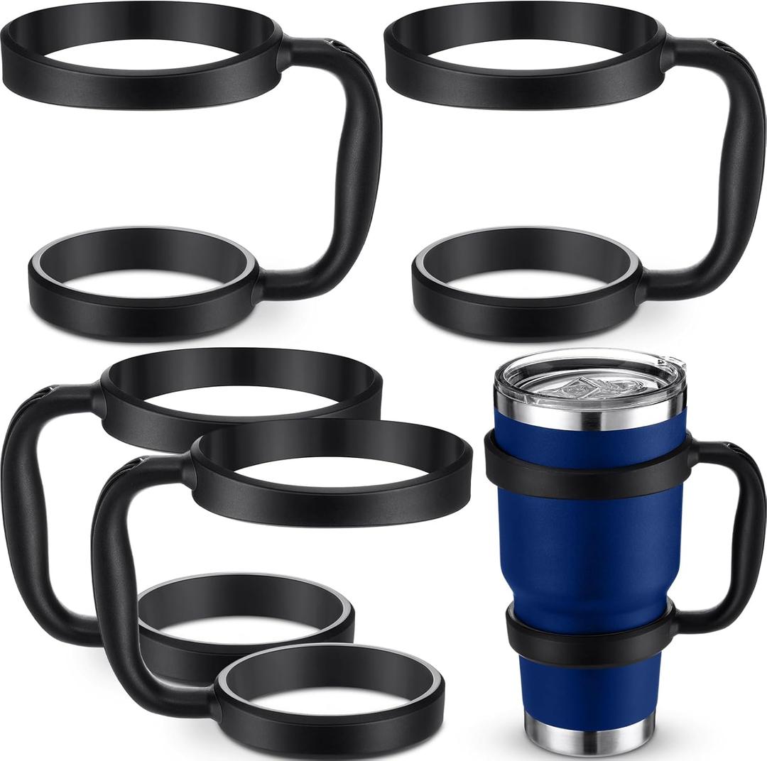 Skylety 4 Pcs Tumbler Handles for 30 oz Tumbler Holder, Anti-slip Travel Cups Holders Portable Spill Proof Mug Handle for Outdoor Indoor Home Travel Accessories, Black