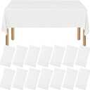 15 Pack White Paper Tablecloths for Rectangle Tables 55 x 108 Inch, 3 Ply Disposable Table Cloths with Plastic Backing for Wedding, Birthday Party, Banquet