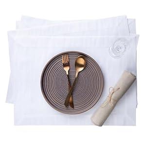 D'Moksha Homes White Silk Placemats Set of 4 - Vegan Silk White Placemats 14 x 19 Inch - Elegant, Machine Washable Cloth Placemats for 4th of July - 100% Cruelty Free, Recycled Fabric