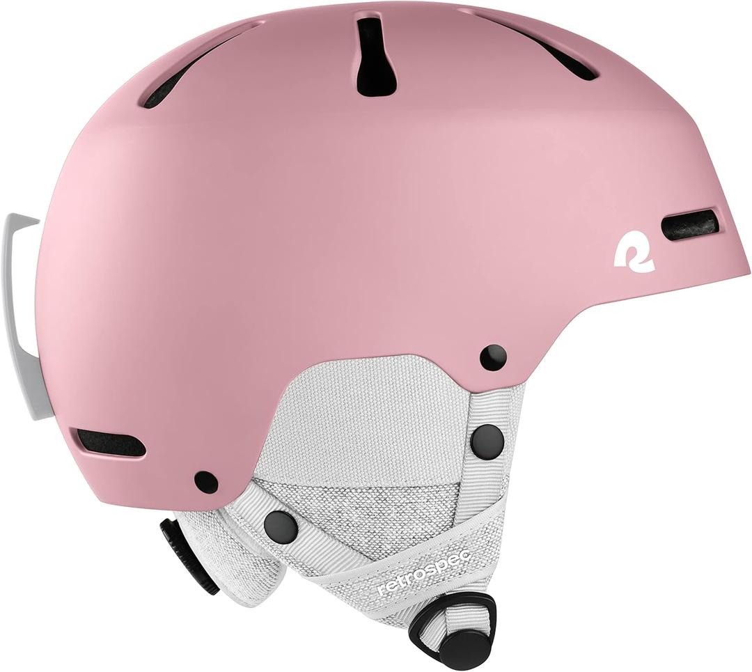 Retrospec Comstock Ski Helmet - Snowboard Helmet for Adults & Youth - Adjustable Fit Snow Helmet with Protective Shell and Breathable Vents for Men, Women, Boys & Girls (Youth: 52-55cm, Matte Rose)