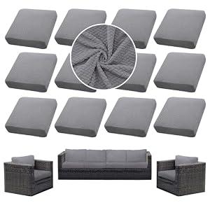 SUKAIKEQA 12PCS Patio Cushion Covers,Patio Furniture Couch Seat Slipcovers