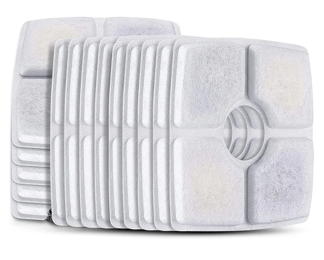 Cat Water Fountain Filters, 16 Pack Replacement Filter Fit for Top Square 84oz/2.5L Cat Pet Fountain, 3 Filtration System Not compatible with 95oz/2.8L Pet Fountain