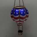 TERESA'S COLLECTIONS Hot Air Balloon Solar Lantern for Patriotic Garden Decor, 4th of July Hanging Flickering Flame Outdoor Lights for Trees, Blue&Red Memorial Day Decorations for Party Gift for Mom