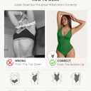 FeelinGirl Shapewear Bodysuits for Women Tummy Control Body Suits Deep V Neck Thong Body Shaper (Green, M)