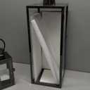 Allgala 2-PC Lantern Set 23 Inch Jumbo Deluxe Modern Indoor/Outdoor Candle Lantern Set Stainless Steel Frame Tempered Glass Rectangular Silver Chrome Color for Garden Poolside Fireplace Wedding. Glass piece missing