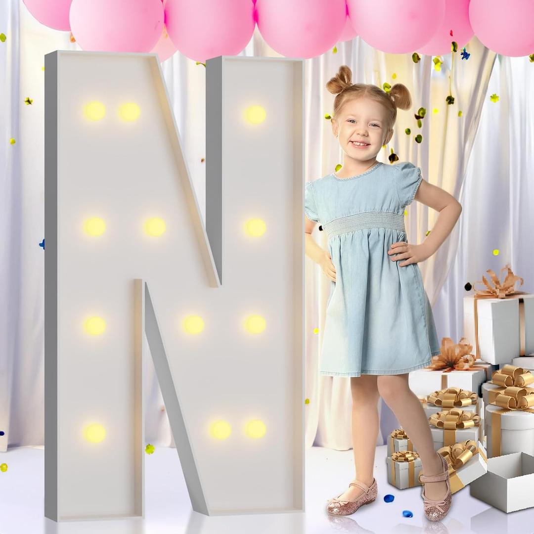 imprsv Light Up Letters, 4FT Marquee Letters for Birthday Wedding Engagement Party Decor, Large Marquee N for Party Decoration Arch Kit Decorations