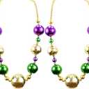 GiftExpress 2PC 44 Inch Mardi Gras Jumbo Bead Necklace for Party Favors, Mardi Gras Festival, Mardi Gras Parades