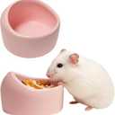 JSLZF Pet Bowl Ceramic Hamster Bowl Hamster Food Dish Prevent Knocking Over, Food Splashing and Chewing Feeding Dish for Gerbil Chinchilla Rat (2 PCS)