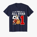 Sports Star Kid Birthday Party Gifts 2 Year Old Sports Star Birthday Party All Sport 1st Gift T-Shirt, Size 2T