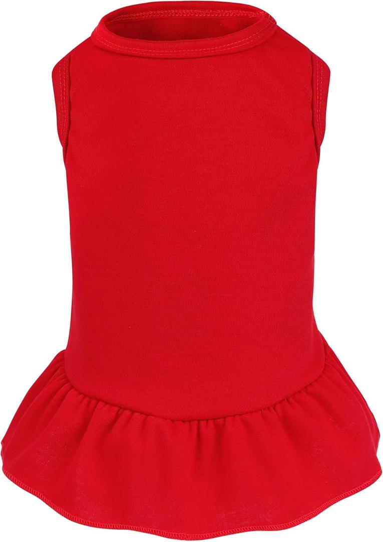 Dog Dresses Cat Skirt Solid Color Dog Clothes Summer Sleeveless Puppy Girl Clothes for Small Pet Dogs Cats
(Red, M)