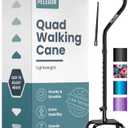 Quad Cane (300 lb) - Adjustable Walking Cane with A Large 4 Pronged Base for Extra Balance & Stability, Walking Canes for Seniors, Walking Cane for Men & Women, Walking Sticks