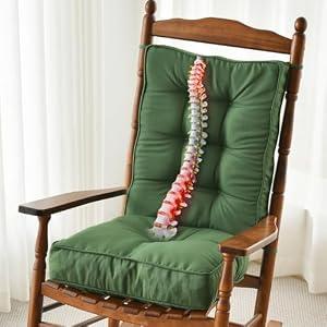 Memory Foam Non Slip Rocking Chair Cushion, FadeShield Water Resistant Thicken Durable Tufted Pads, Set of Seat & Back Cushion with Ties for Indoor/Outdoor Rocker, 2 Piece, Army Green