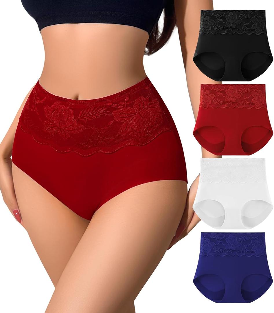 SIONCY Seamless Womens Underwear High Waisted Briefs No Show Full Coverage Breathable Ladies Panties Mutipack (XL)