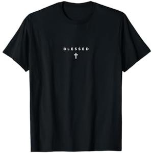 Blessed Cross Subtle Christian Minimalist Religious Faith T-Shirt, M