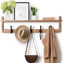 Tatub 29'' Coat Rack Wall Mount with Shelf, Wood Wall Hooks with Storage, Entryway Shelf with 5 Hangers for Bathroom, Living Room, Bedroom, Rustic Brown