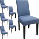Dining Room Chair Covers Set of 6, Stretch Solid Color Parsons Chair Slipcovers Spandex Removable Washable Kitchen Chair Protector Cover for Dining Room, Hotel, Ceremony(Grey Blue)