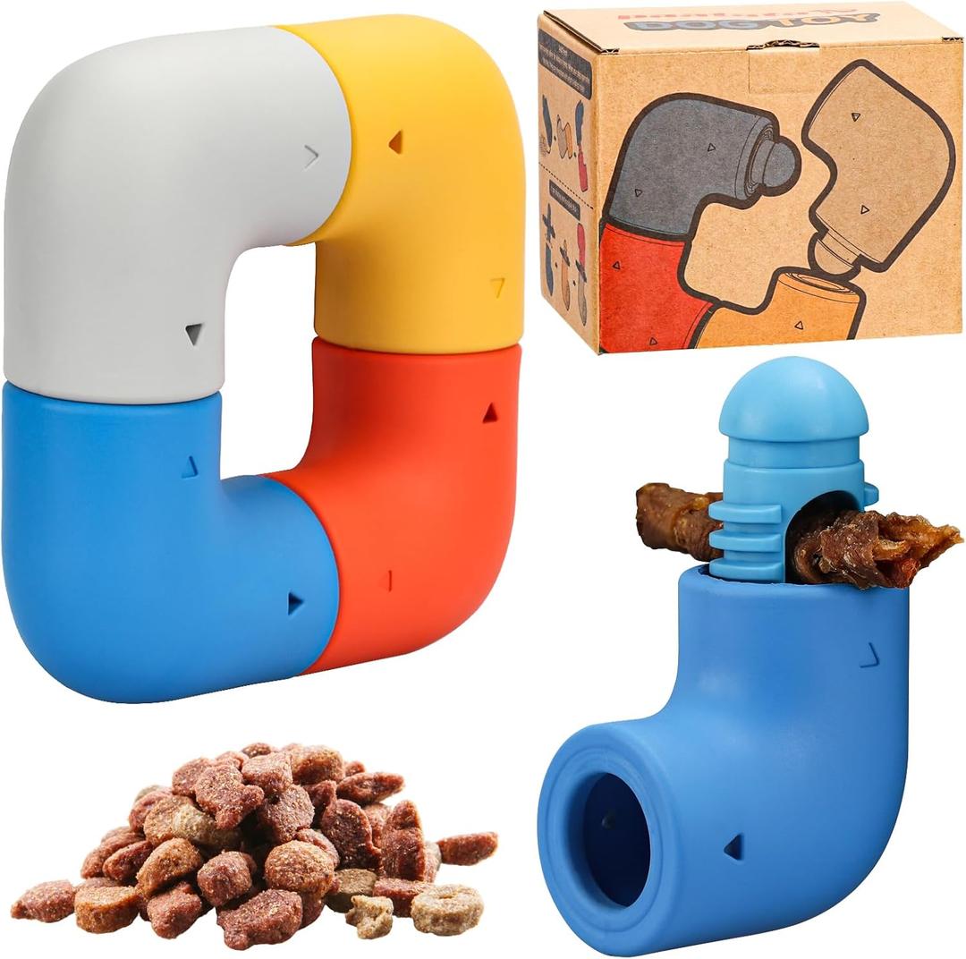 Dog Puzzle Toys Bully Stick Holder & Treat-Dispensing Function Natural Rubber Chew Toys for Dogs Boredom Busters Dog Toys chewers for Medium & Large Breeds (1)