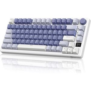 RK ROYAL KLUDGE M75 Mechanical Keyboard with OLED Smart Display and Volume Knob, 2.4G/USB-C/BT Gasket Mounted 75% Layout Wireless Gaming Keyboard with 81 Keys, RGB Backlit Hot-Swappable Red Switch