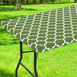 Smiry Rectangle Picnic Table Cover, Waterproof Elastic Fitted Camping Tablecloths for 8 Foot Tables, Wipeable Flannel Backed Vinyl Tablecloth Protector for Indoor, Outdoor (Green, 30x96 Inches)