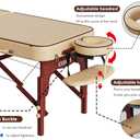 CLORIS 84" Professional Massage Table Portable Reinforced Wooden Leg Hold Up to 1100LBS 2 Folding Lightweight Spa Solon Tattoo Massage Bed Height Adjustable with Carrying Bag