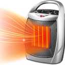 Kismile Small Electric Space Heater,Portable Ceramic Space Heater Fan for Office with Adjustable Thermostat and Overheat Protection ETL Listed for Kitchen, 750W/1500W(Silver) (Silver-Built-in Handle)