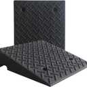 Rubber Curb Ramps for Driveway Sidewalks Shed Entry, 5.9 Inch Rise Height 2 Pack 19.68" L x 19.68" Threshold Ramp for Cars, Motorcycles, Lawn Mowers, 7000lbs Load Capacity