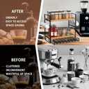 LEMIKKLE 2-Tier Wood Coffee Station Organizer with Pod Holder and Drawer, Kitchen Countertop Organizer, Coffee Bar Accessories Station with Coffee Pod Storage, Coffee Organizer (Light Brown)