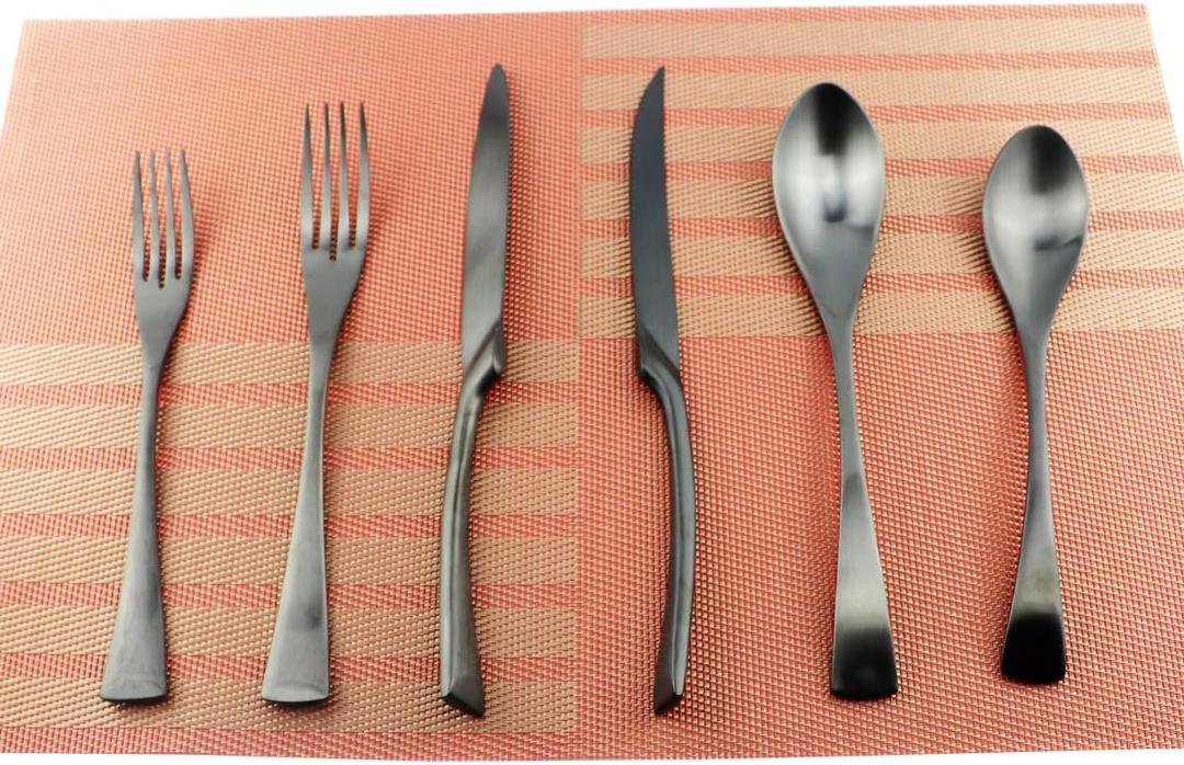 6-Piece Flatware Set,Extra Thick Heavy Duty - 18/10 Stainless Steel Cutlery Sets,High Matte Finish Black Flatware Sets Service for 1,Multipurpose Use for Home,Kitchen,Tableware Utensil Sets