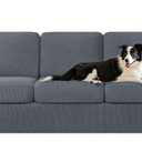 CHUN YI 7 Piece Sofa Covers for 3 Cushion Couch Covers, 3 Seater Stretch Couch Slipcover with 3 Separate Backrests and Cushions, Anti-Slip Washable Furniture Protector for Dogs Pets (Large, Grey)