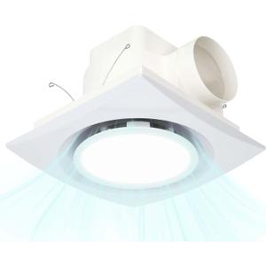 10 Inch Bathroom Exhaust Fan with Light, 85CFM 1.0 Sones Ultra Quiet Bathroom Vent Shower Exhaust Fan with Light,Mounting Hole : 8 x 8 Inches
