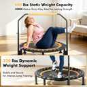40" Foldable Mini Trampoline Load 330lbs,Portable Exercise Rebounder Trampoline with Adjustable Foam Handle,Fitness Trampoline for Adults (40 in with handrail)