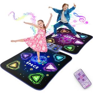 Dance Mat Toys for 3-12 Year Old Girls Boys,Dance Mat for Kids with Light Up 12-Buttons, 2-Player Dance Toy for Toddler with 5 Modes,Birthday Xmas Gifts for 3 4 5 6 7 8 9 10+ Year Old Girls Boys Kids, Compact