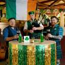 2 Pcs St. Patrick's Day Party Decorations,29.5 x 108 Inch Green Gold Table Skirts,Metallic Wavy Tinsel Foil Fringe Table Skirts,Round and Rectangle Tables Decorations for Irish-Themed Party Supplies