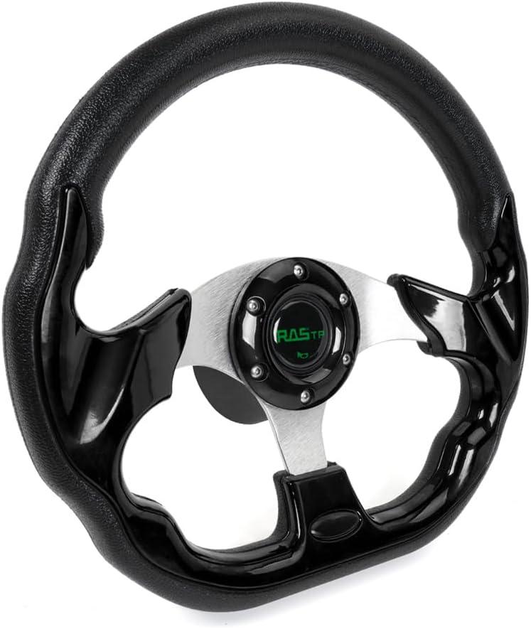 RASTP Boat Steering Wheel with 3/4 Axle Marine Steering Wheel Adapter for Most Marine boats,Vessels,Yachts,Pontoons Boat (Style A- Black)
