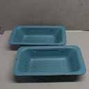 BLUE GINKGO Sink Colander Baskets - (Pack of 2) Wash Vegetables and Fruits, Drain Cooked Pasta and Dry Dishes - Extendable - New Home Kitchen Essentials (2 Teal)