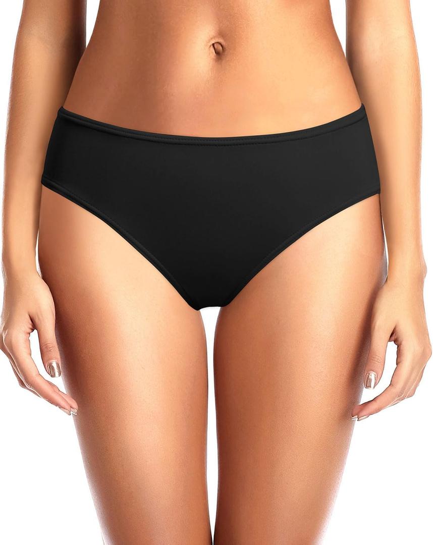 Zmart Women Standard Strappy Bikini Bottoms Full Coverage Bathing Suit Cutout Swim Low Rise Swimsuit Bottom (Small, Black 1)